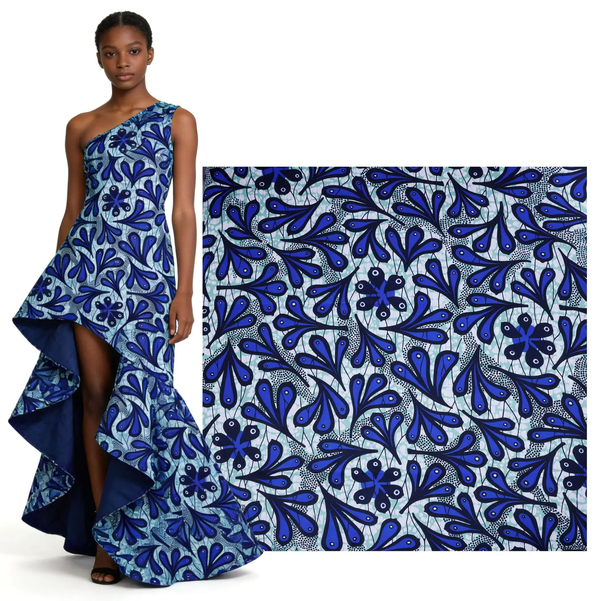 6Yards African Wax Print Double-Sided Printed Polyester Fabric High-Quality Ankara Style Plain Weave Textile for Dressmaking