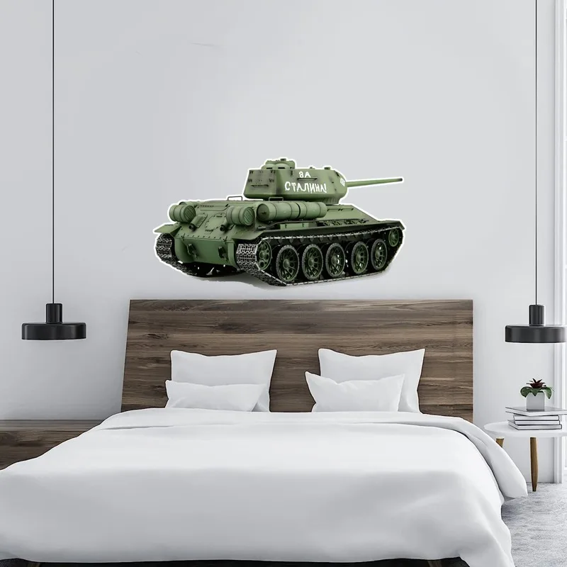 WCS744# RC tank T34 Metaltracks Stalin Wall Sticker Waterproof Decal PVC Home Decoration Kids Room Door Living Room Toile