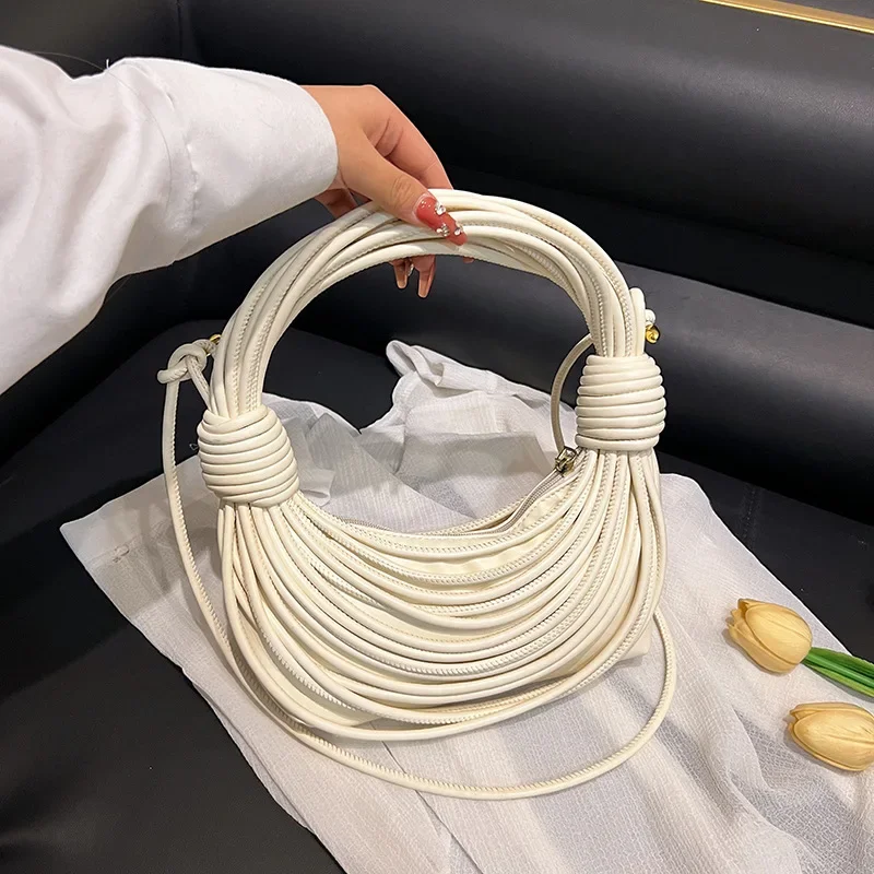 Women Underarm Bags New Creative Noodle Shoulder Bag Versatile Woven Casual Purses and Handbags Light Luxury Girls Crossbody Bag