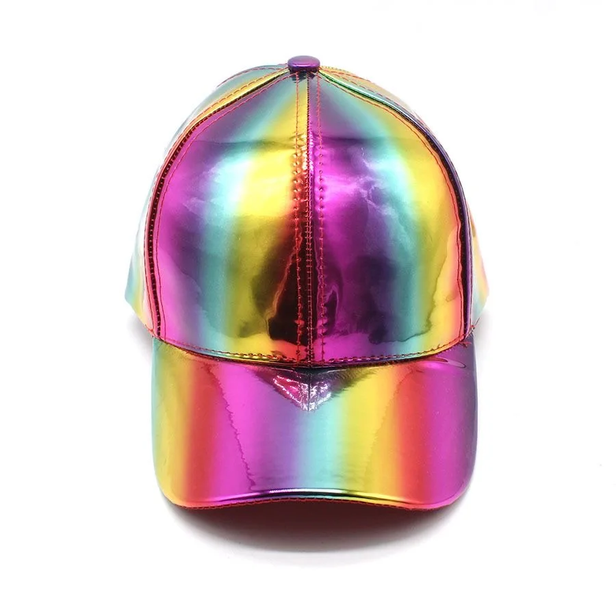 Nowa czapka z daszkiem unisex PU Leather Laser Style Street Hip Hop Hat Mężczyźni Kobiety Olśniewające kolory Y2K Cap