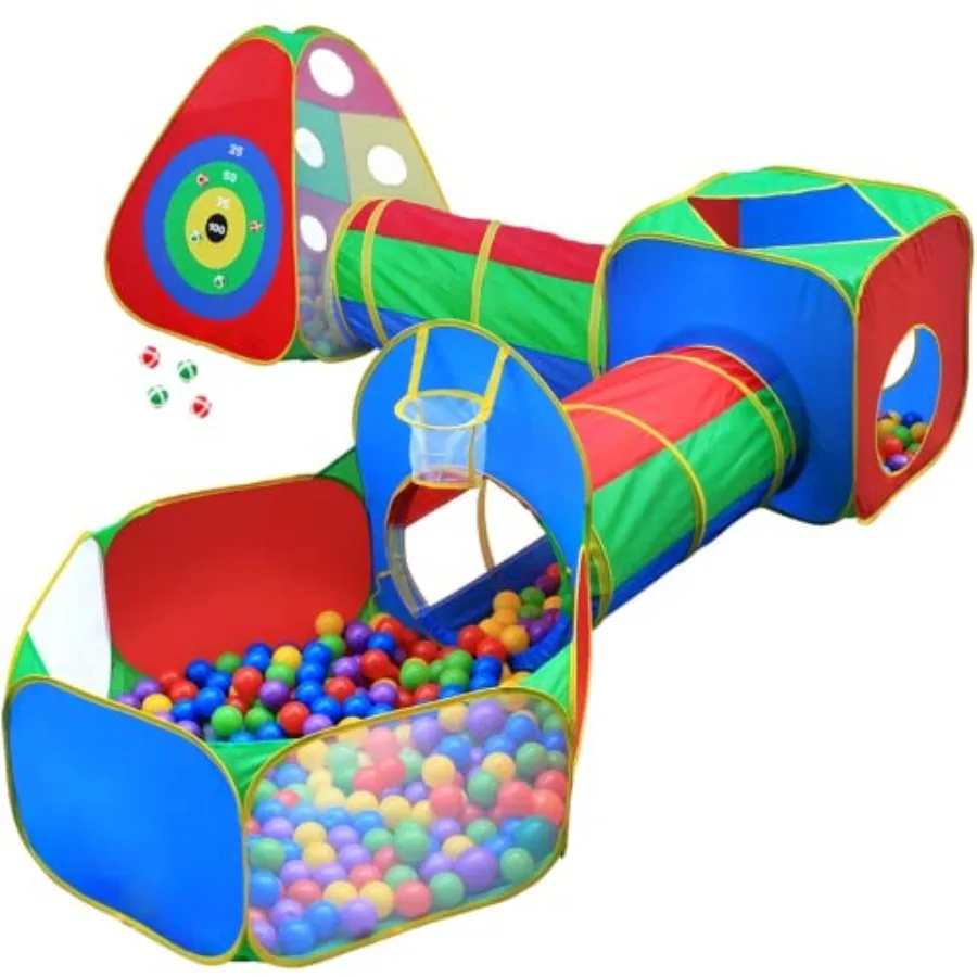 5pc Kids Ball Pit Tents and Tunnels, Toddler Jungle Gym Play Tent with Play Crawl Tunnel Toy, for Boys Babies Infants Children,