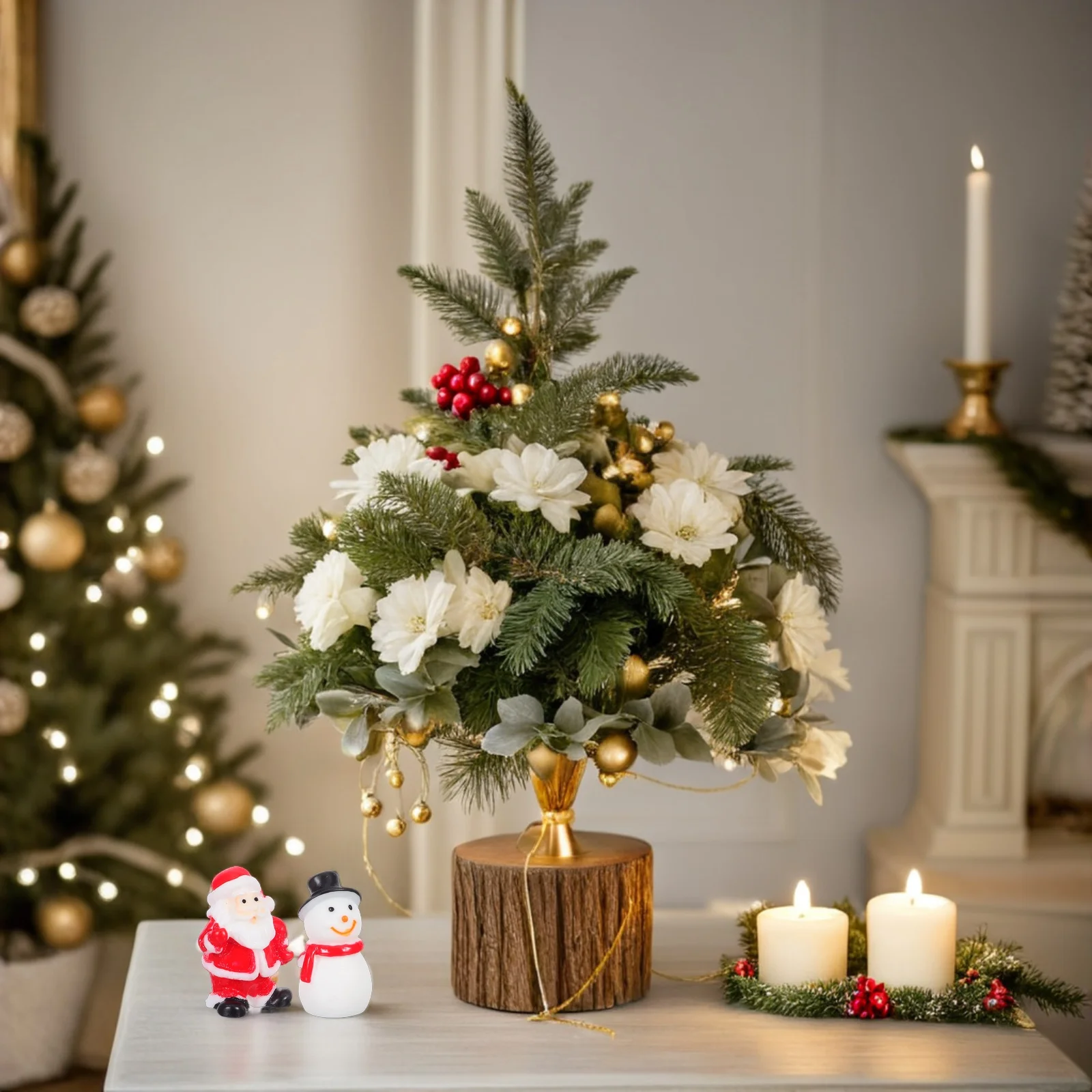 12 قطعة عيد الميلاد الراتنج ثلج الحلي الصغيرة سانتا كلوز عطلة المشهد الصغير منضدية ديكور 1.18 بوصة التماثيل الصغيرة #5