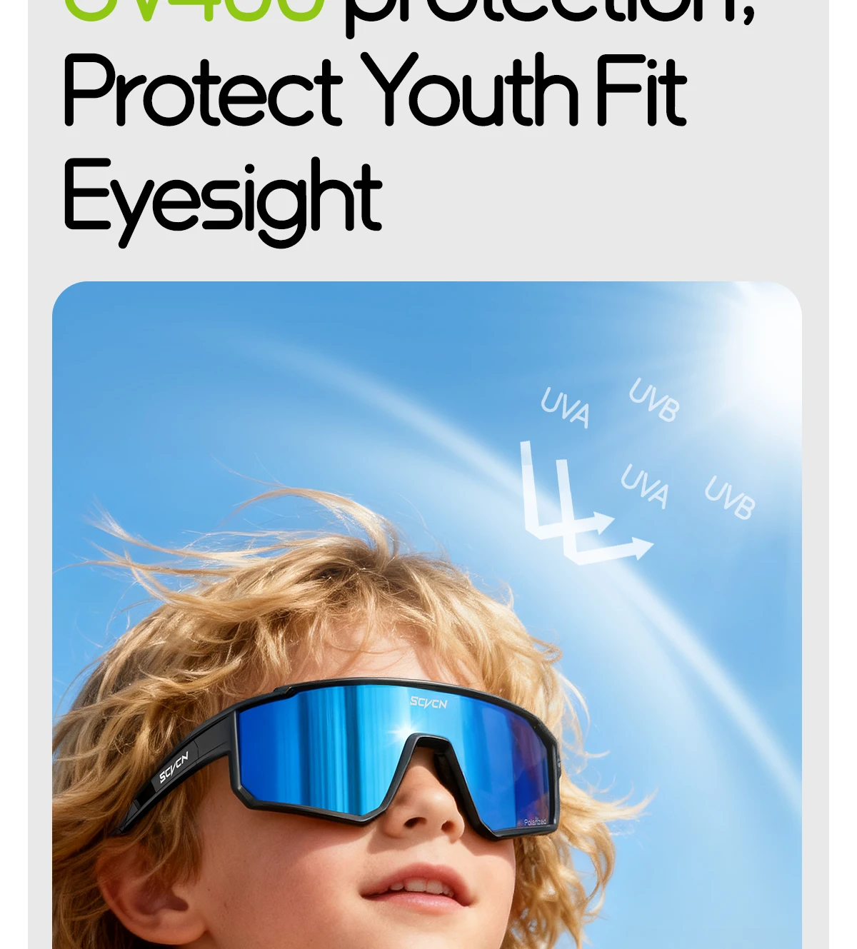 SCVCN Kinder-Sportbrille UV400 Photochrome Sonnenbrille Outdoor Jungen Mädchen Kinder Skateboarding Fahrrad Baseball Golf Zubehör – Detail 4
