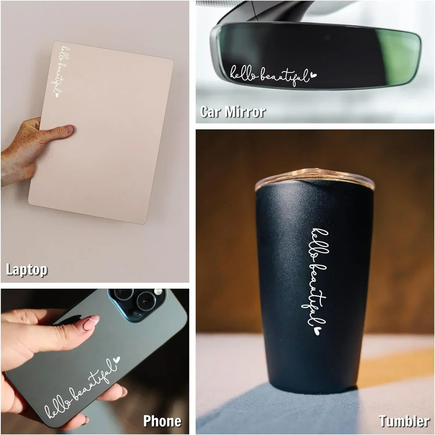 Artistic Hello Beautiful English Letters Car Rearview Mirror Stickers Car Accessoies Ornamnts Auto Interior Moulding Decorative