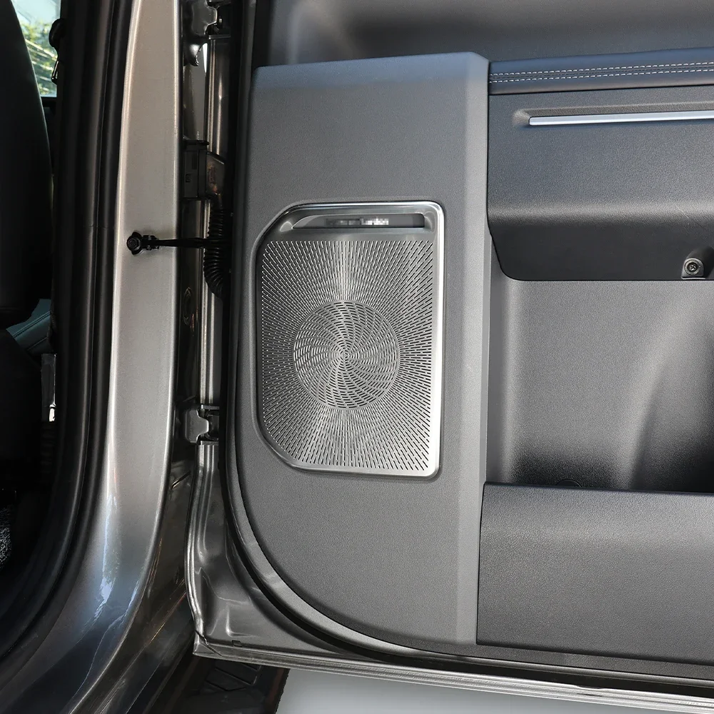 

For Kia TASMAN 2025 2026 4PCS Silver Black Stainless Steel With Sound System Car Door Speaker Decoration Cover Trim Accessories