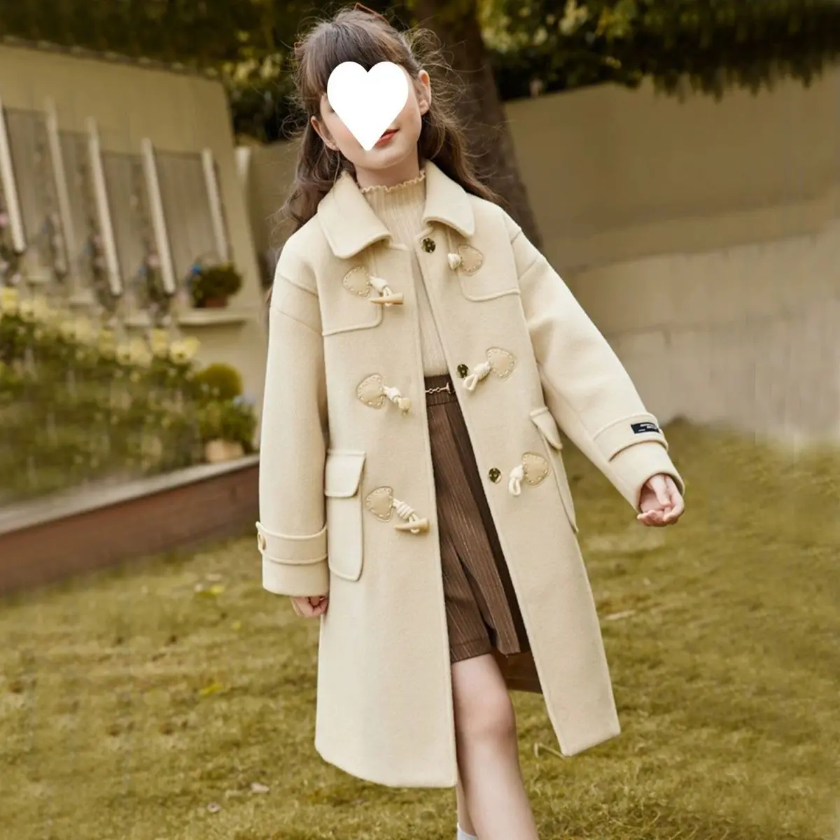 Autum winter 4-14 teen girls Long Thicken Woolen Jacket Korean Kids warm Clothes Coat Outerwear Child junior Fashion Overcoat
