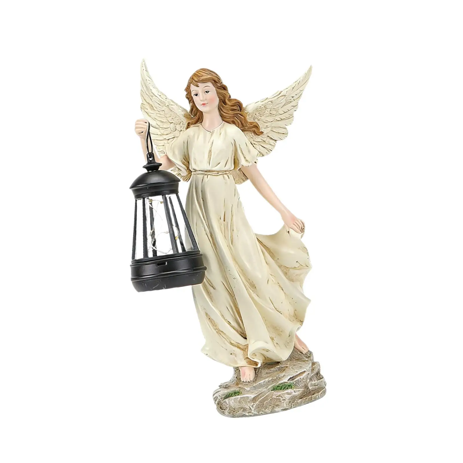 Resin Solar Outdoor Sculpture, Energy Efficient, Solar Fairy Lights for Mom Grandma Women Porch