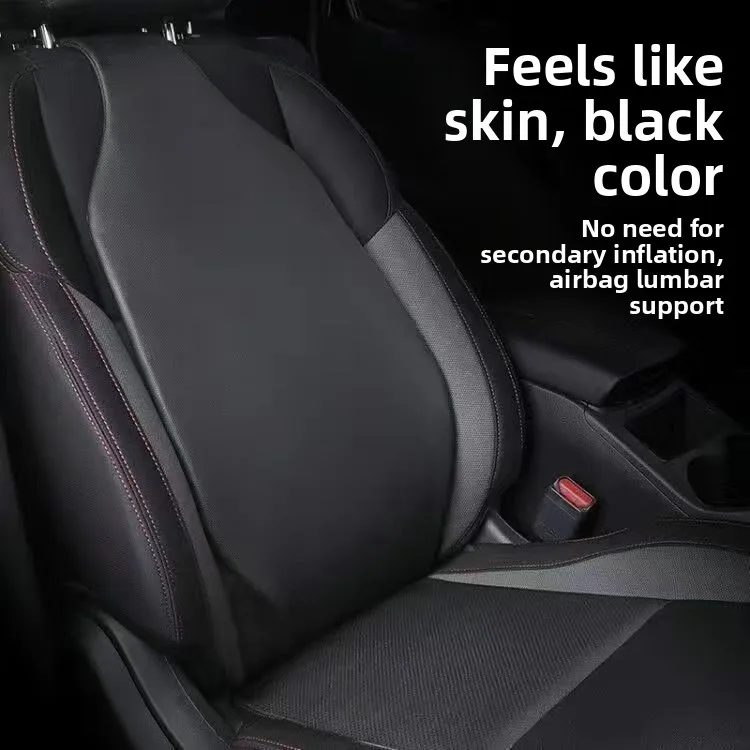 Air Lumbar Support Car Backrest Cushion Leather Inflatable Waist Pillow for Driver Seat Pain Relief Adjustable Manual Pump Auto