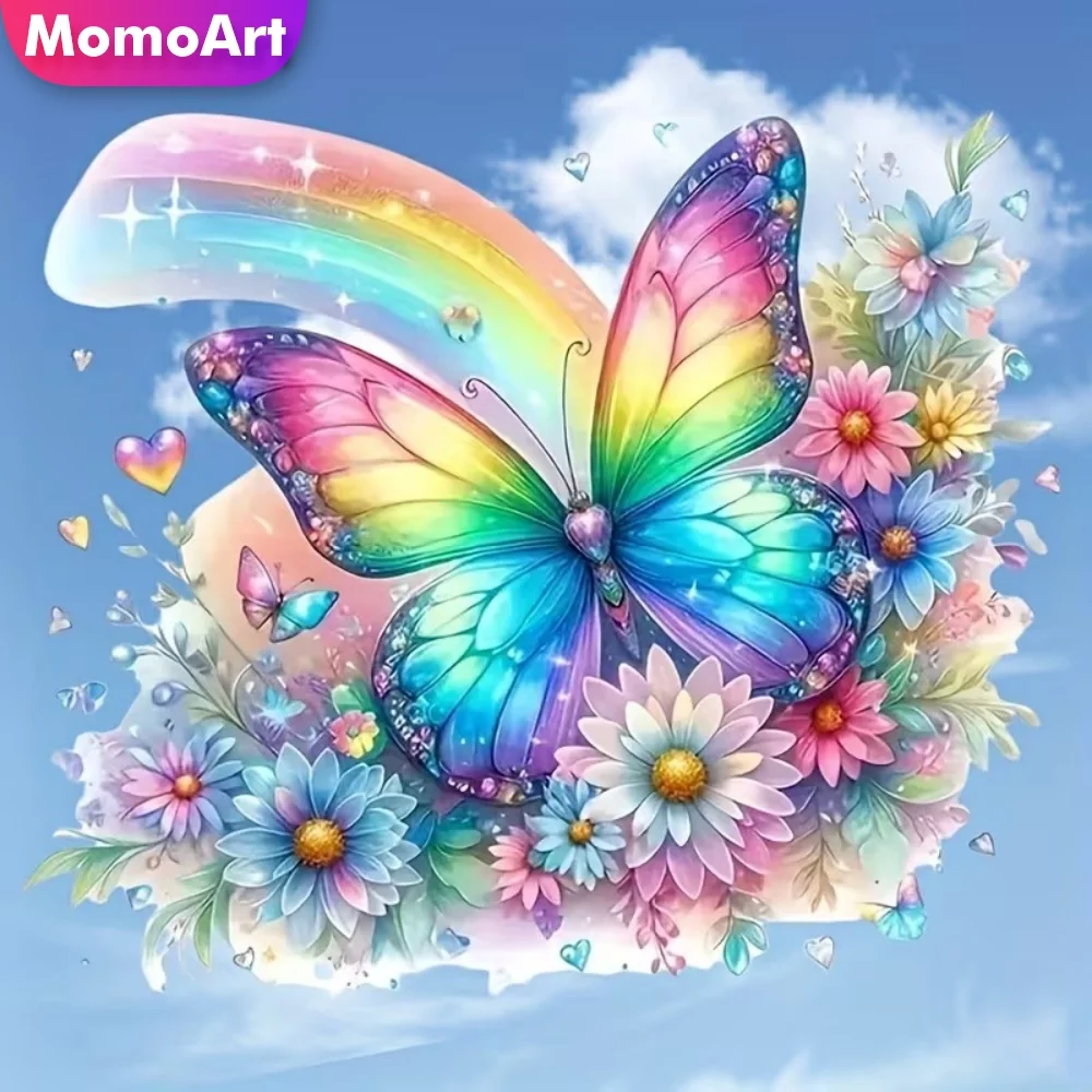 

Momoart Diamond Painting Butterfly Animal Picture Rhinestones Diamond Mosaic Daisy Flower DIY Craft Kit Embroidery Unique Gift