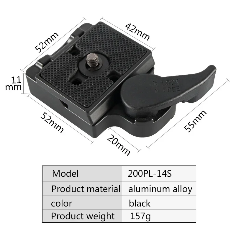 Manfrotto Quick Release Plate 200PL-14 Quick Release Clamp Aluminum Lightweight Compatible For Manfrotto Camera Accessories