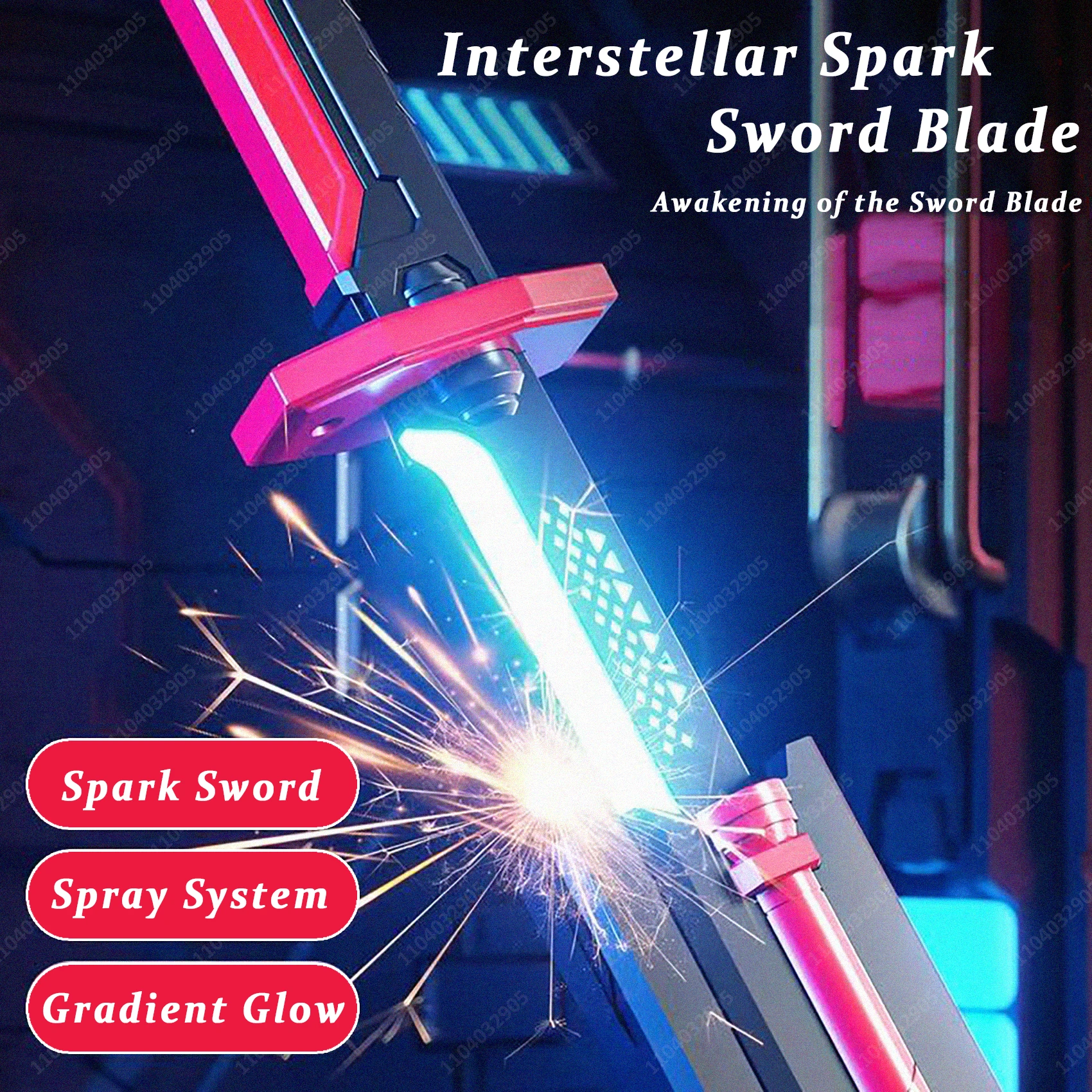 Streamer leuchtendes Schwert mit Funken- und Raucheffekt, buntes 7-Farben-Lichtschwertspielzeug für Kinder und Erwachsene, Party, Cosplay, Weihnachtsgeschenk