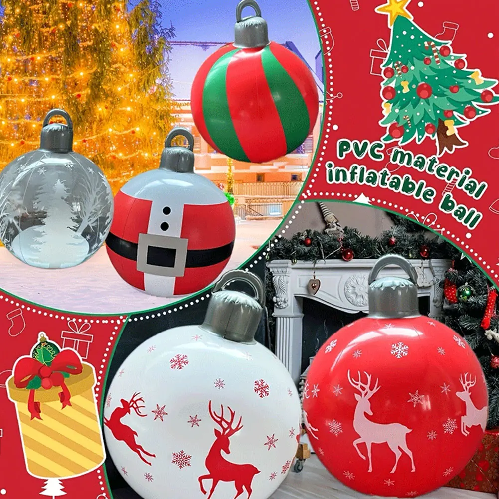 40/60cm PVC Inflatable Christmas Ball Outdoor Indoor Christmas Tree Decoration Ornaments Party Courtyard Home Xmas Decorations