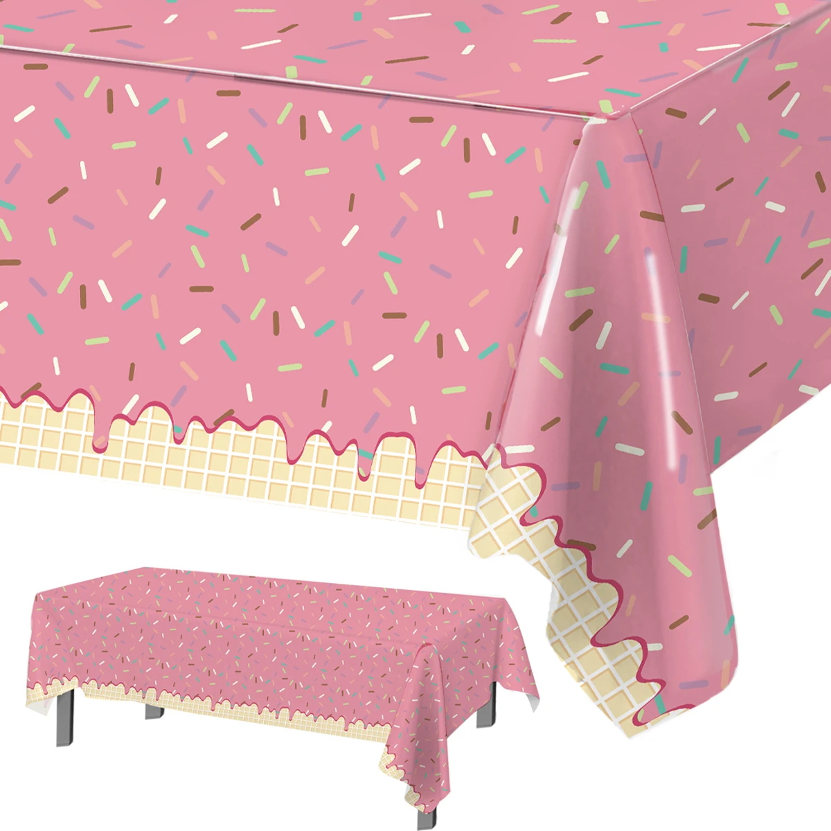 Pink Donut Disposable Tablecloth Doughnut Table Cover Girls 1st Birthday Party Decor Kids Wedding Birthday Supplies Baby Shower
