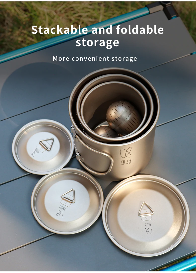 KEITH Titan-Becher mit Klappgriff, Einwandige Ultraleichte Camping-Tasse für Outdoor-Rucksacktouren, Wandern & Herdplattengeeignet – Detail 6