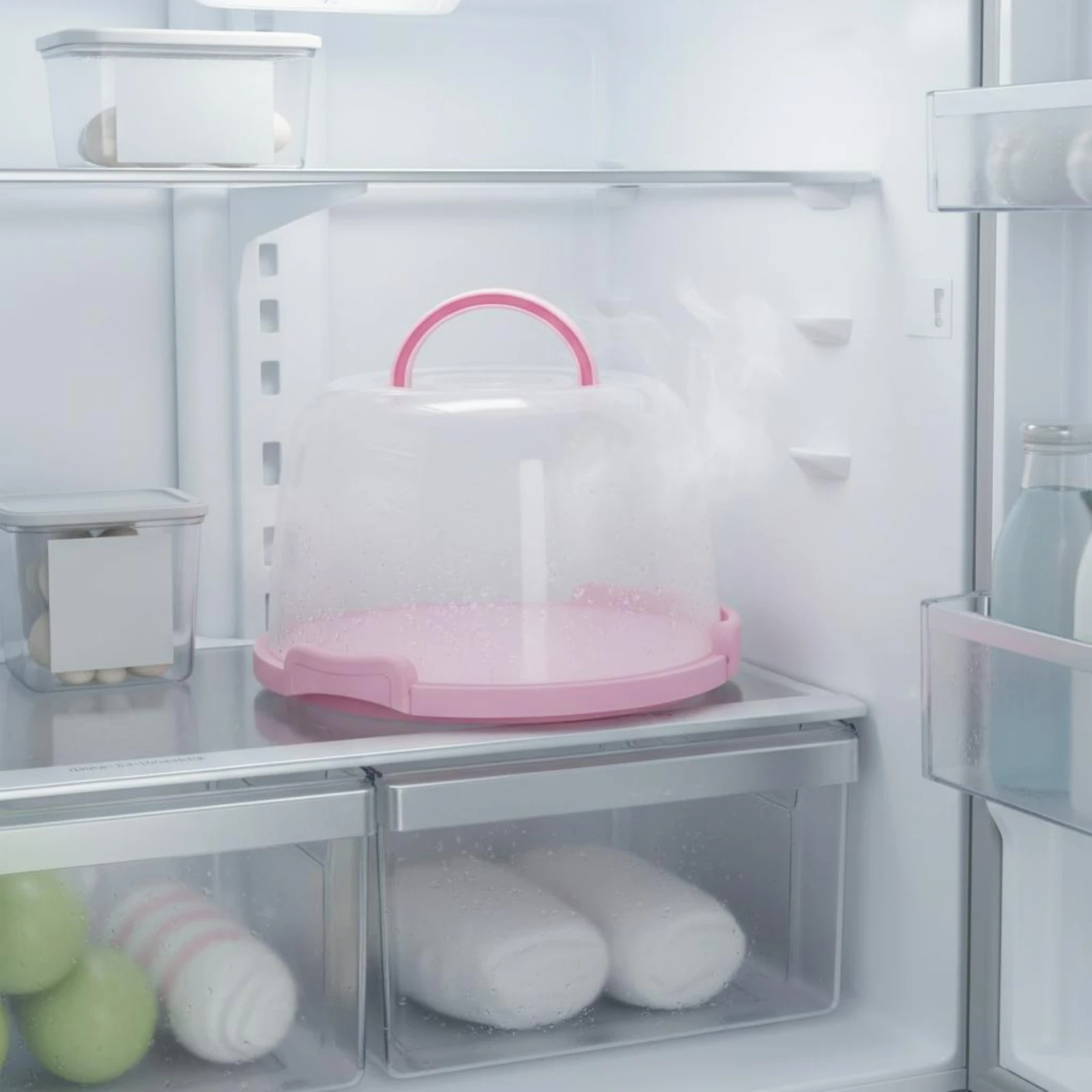 Clear Cake Keeper Top Handle Cake Container Dessert Carrier 3-Clip Closure Transparent