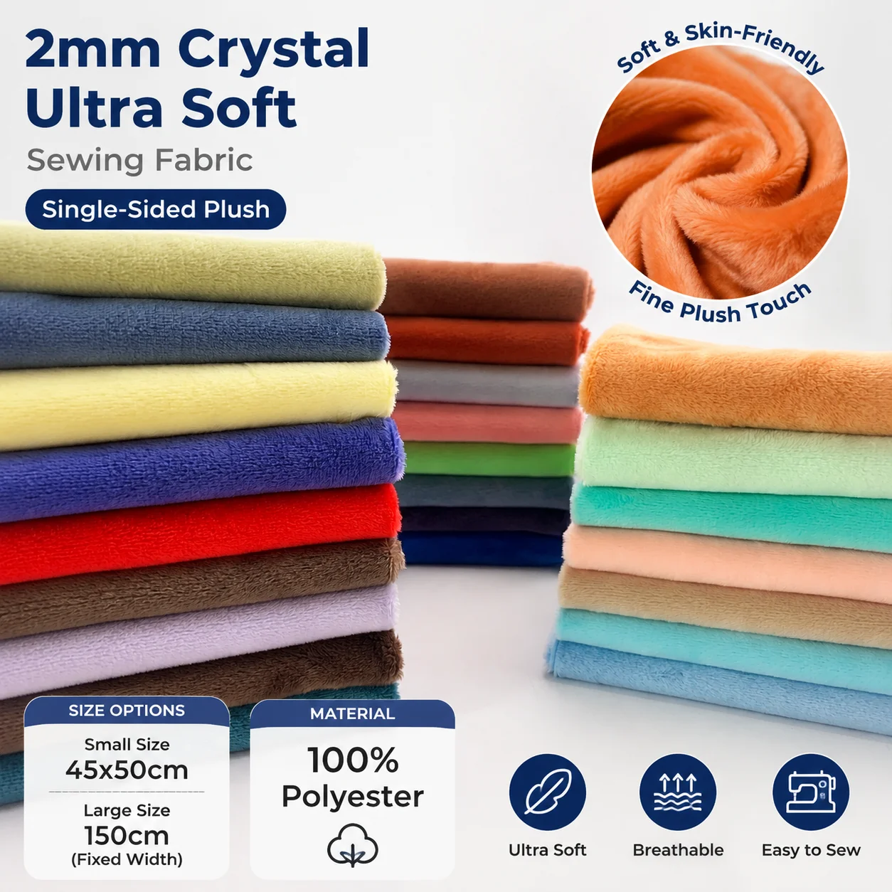 2027 0.5/1m New 48 color Shorty Sewing Fabric High-count high-density For Cotton Doll Hair DIY Sewing Material Blanket Handcraft