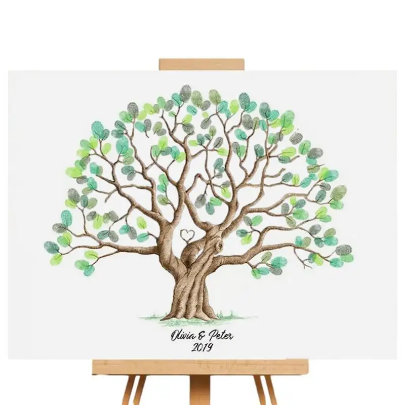 Wedding Guest Book Alternative Tree Graduation Guest Book Fingerprint Tree Canvas Waterproof Creative DIY Sign-In Book