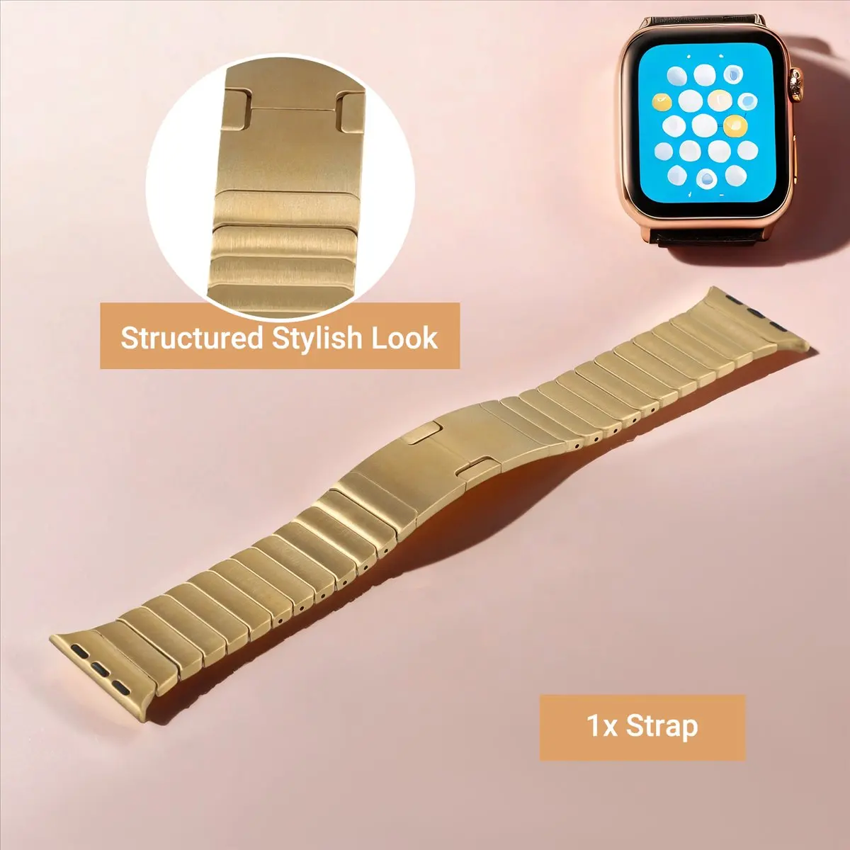 NewABNR Strap for Apple Watch Band 38mm Stainless Steel Bracelet IWatch 9 Band Bracelet Wristband Replacement Accessories B