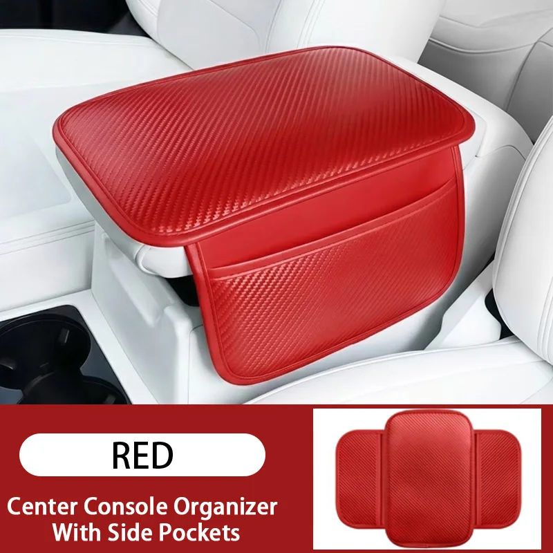 1PC Carbon Fiber Texture PU Leather Car Armrest Box Pad, Wear-Resistant and Non Slip, with Storage Bag, Car Interior Accessories image 6
