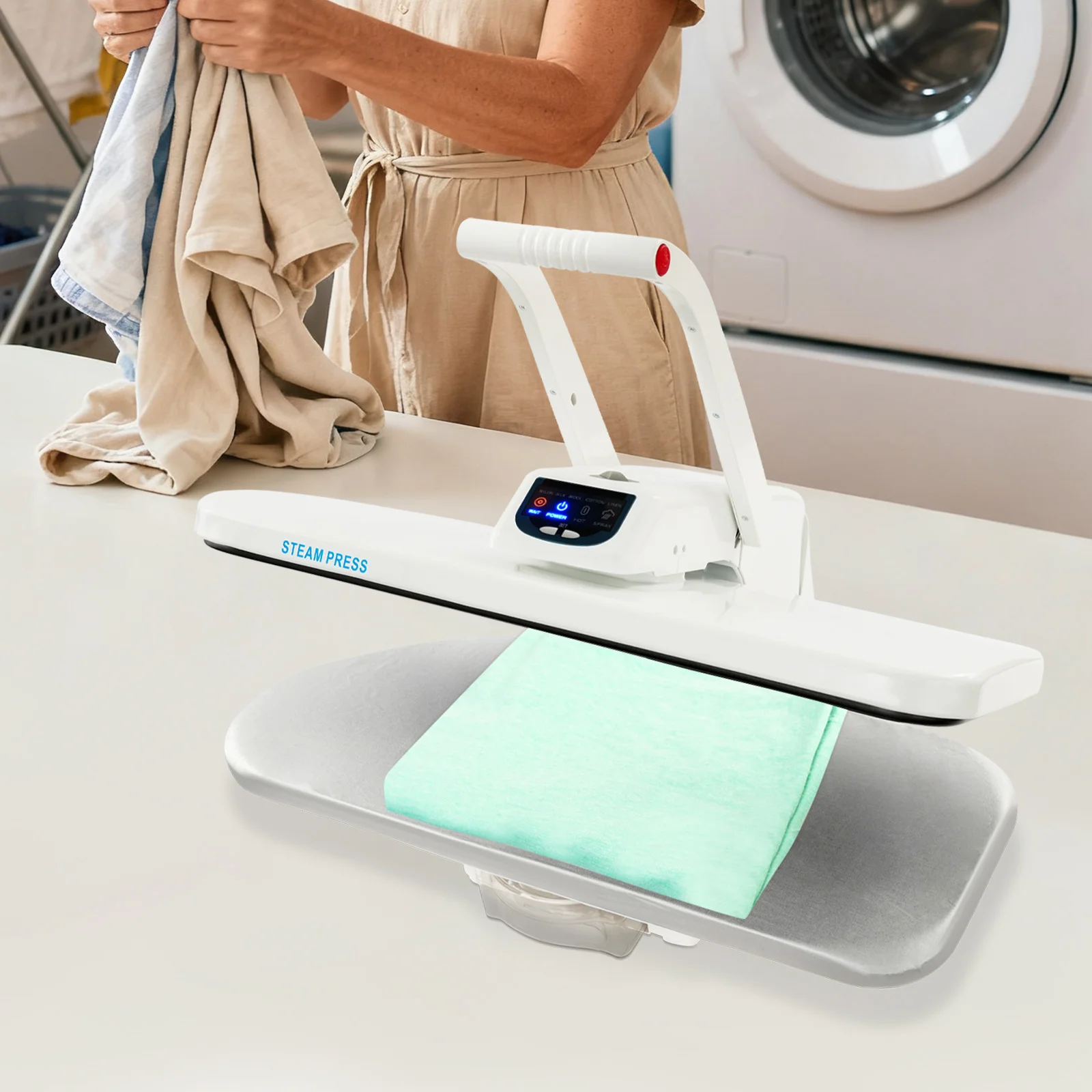 

Интеллектуальный паровой пресс 1600 Вт, утюг-пресс с сенсорным экраном и множеством настроек для различных тканей, функция парового удара для глажки