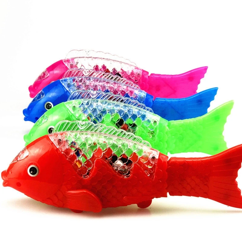 Electronic Fish LED Dancing Fish Toy w/ Flashing Light Music Stage Props Summer Play Toy Glow at Dark Kids Gift