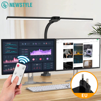 24W Ultra Bright Double Head LED Desk Lamp Eye-Caring Reading Light with Remote Control 5 Color Temperature Settings 10 Level