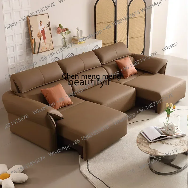 D178 H Modern and simple, electric function sofa bed dual-purpose simple living room small apartment first-layer cowhide sofa