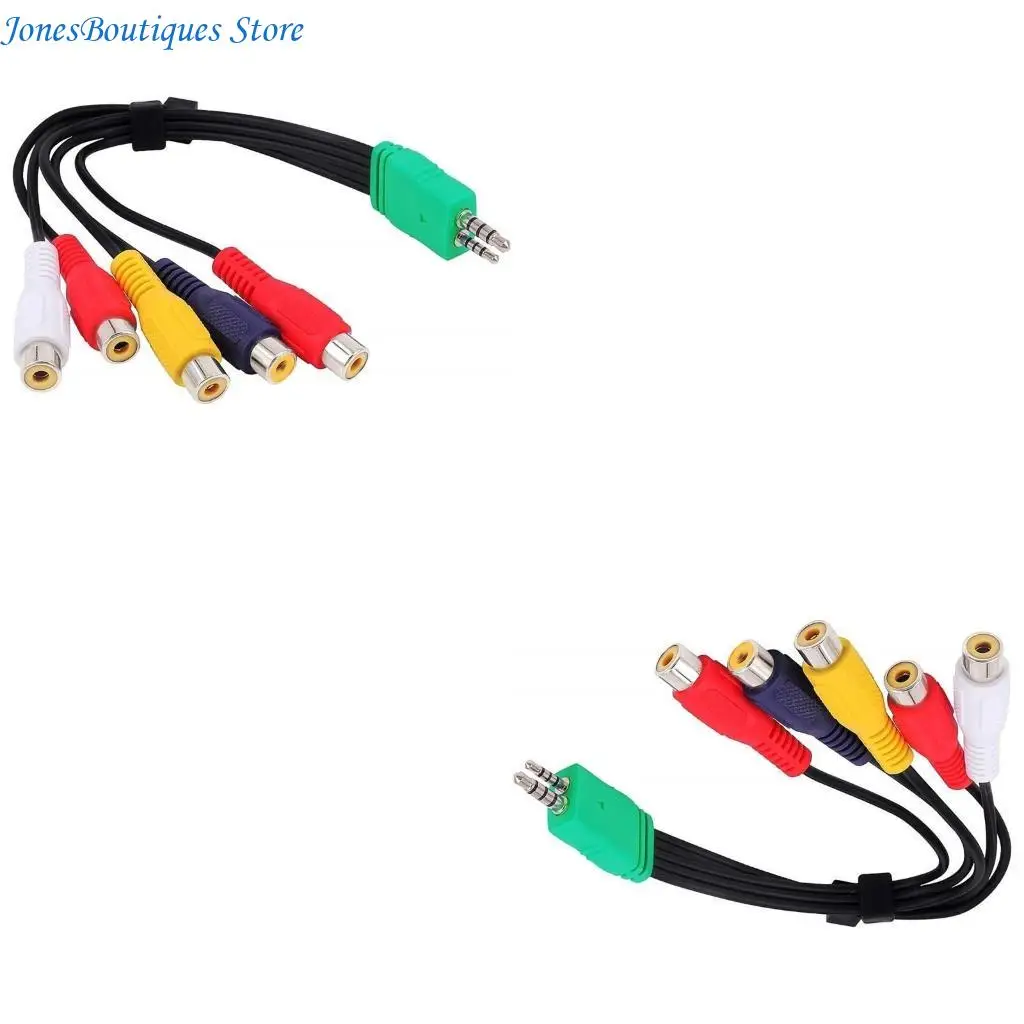 3.5mm 2.5mm Male to 5RCA Female Camcorders Adapter Connector Extension Cable W8KE