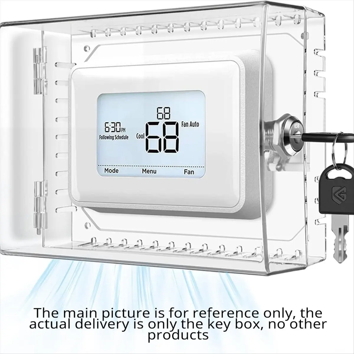 FTGT-Large Thermostat Lock Box Cover with Key for , Clear Thermostat Cover Fits Thermostats 5H X 6inch W or Smaller