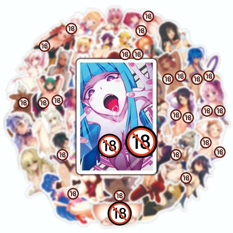 50pcs Exclusive Anime Sexy Waifu Adult Collection Waterproof Stickers (18+)