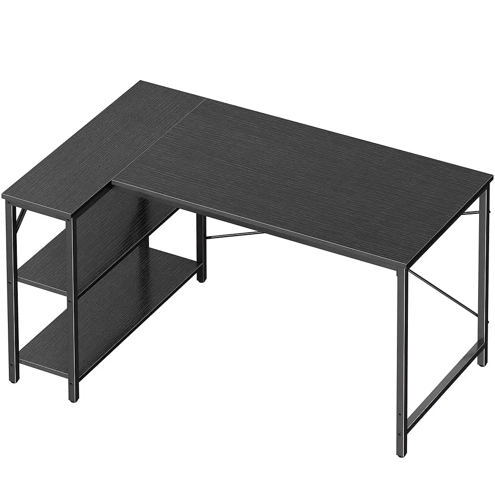 

L Shaped Desk, 47 Hes Computer Desk With Reversible Storage Shelves, Gaming Corner Home Office Writing Study With Metal Frame,