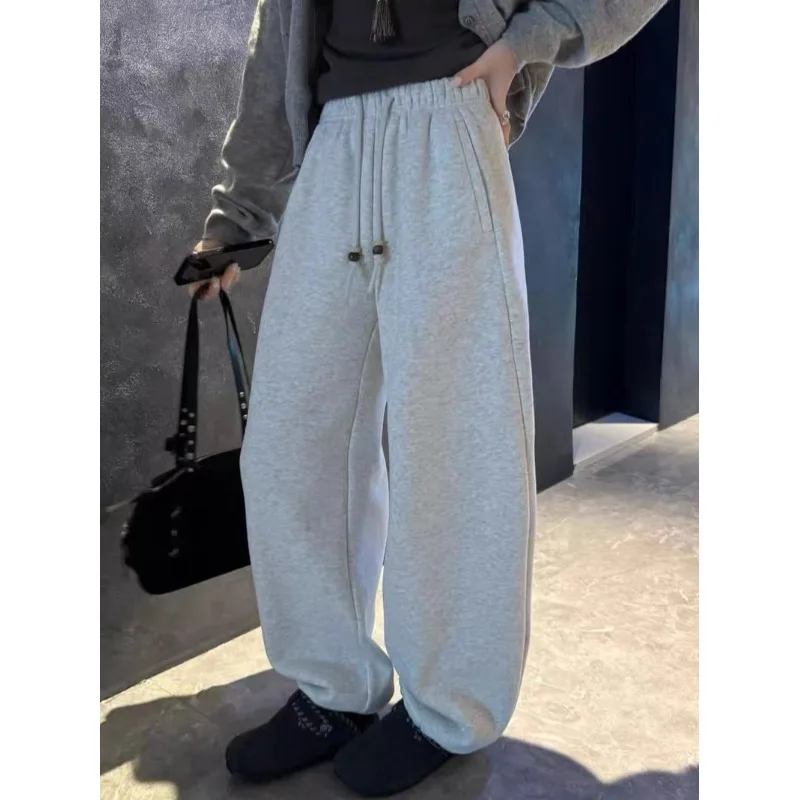 Eleganckie, aksamitne spodnie damskie z wysokim stanem i szerokimi nogawkami, sportowe, codzienne, jesienno-zimowe, koreańskie, dwustronne, wyszczuplające...