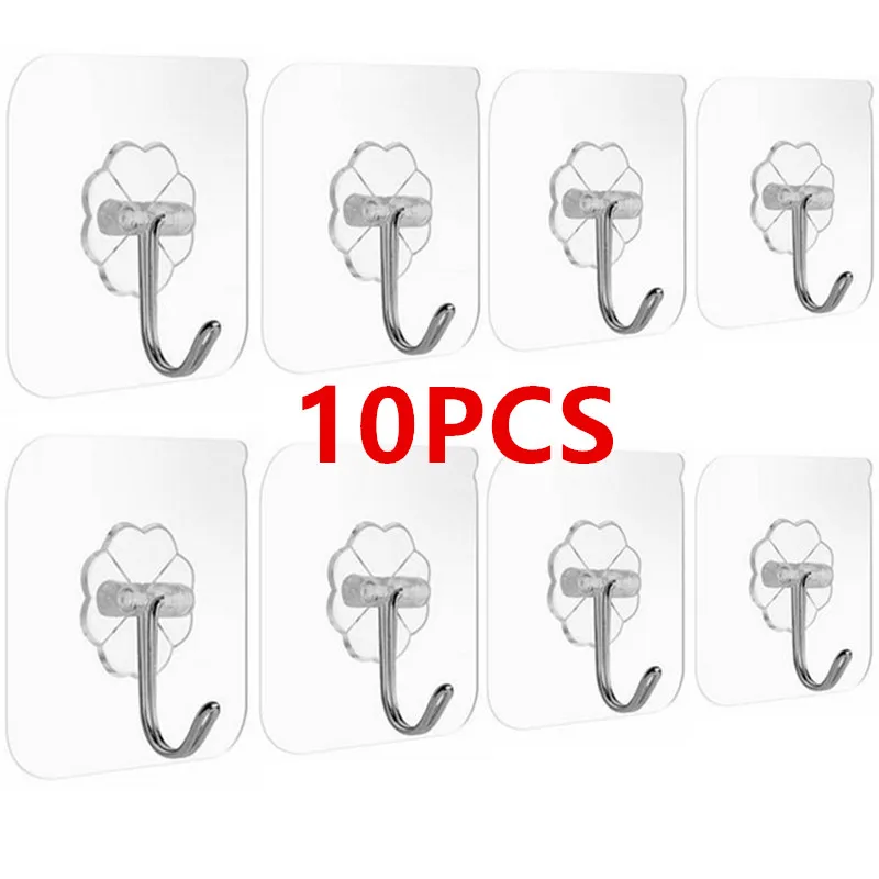 1/10/20/50/100PCS Self Adhesive Hooks Wall Hooks Transparent Multi-Purpose Hooks Door Key Towel Wall Hook For Bathroom Kitchen