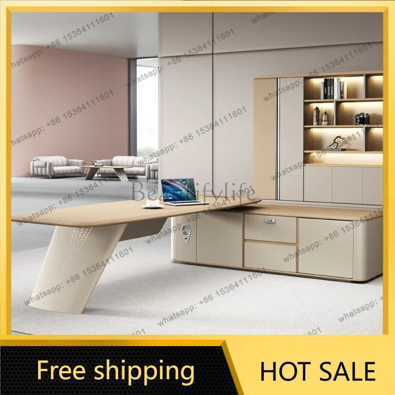 LD  Modern Office Desk Storage Wooden Lshaped Aesthetic Office Desk Nordic Design Escritorio Oficina Commercial Furniture