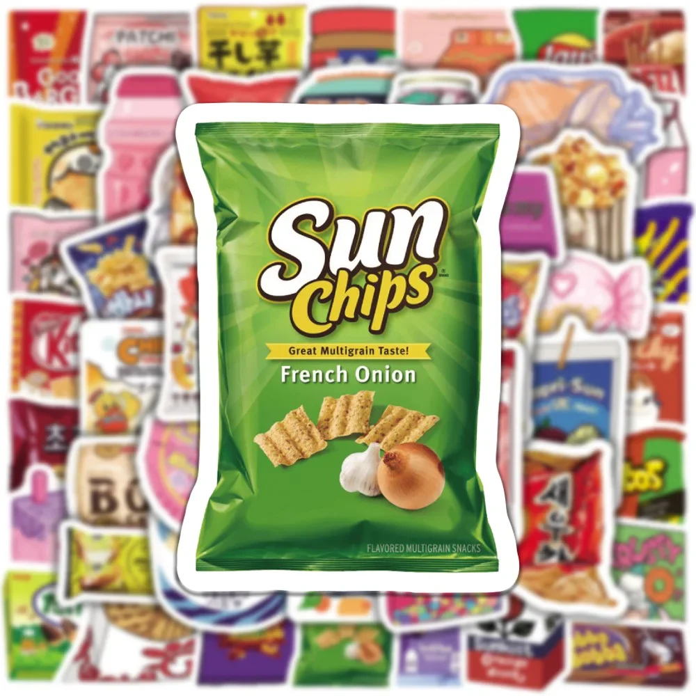 50Pcs Cartoon Snacks Food Graffiti Stickers Pack Waterproof Laptop Phone Bike Motorcycle Car Decal Sticker for Kids Toys