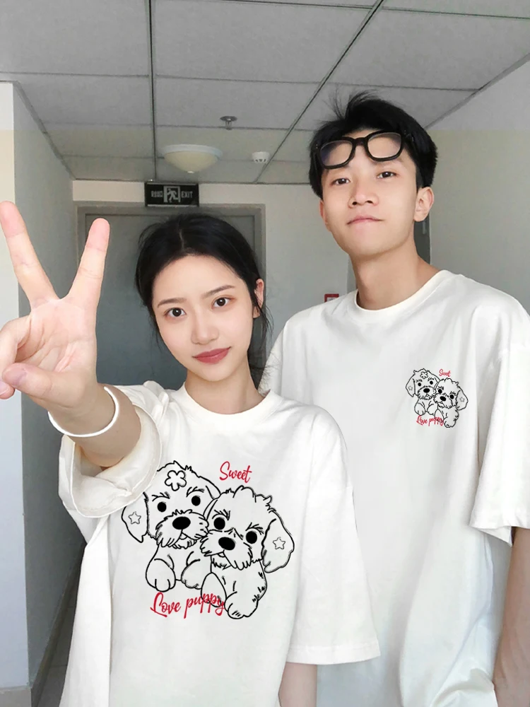 T-Shirts drucken T-Shirt übergroße Baumwolle Hemd Kurzarm T-Shirt Paar Cartoon T-Shirts T-Shirt lässig gedruckt y2k Top