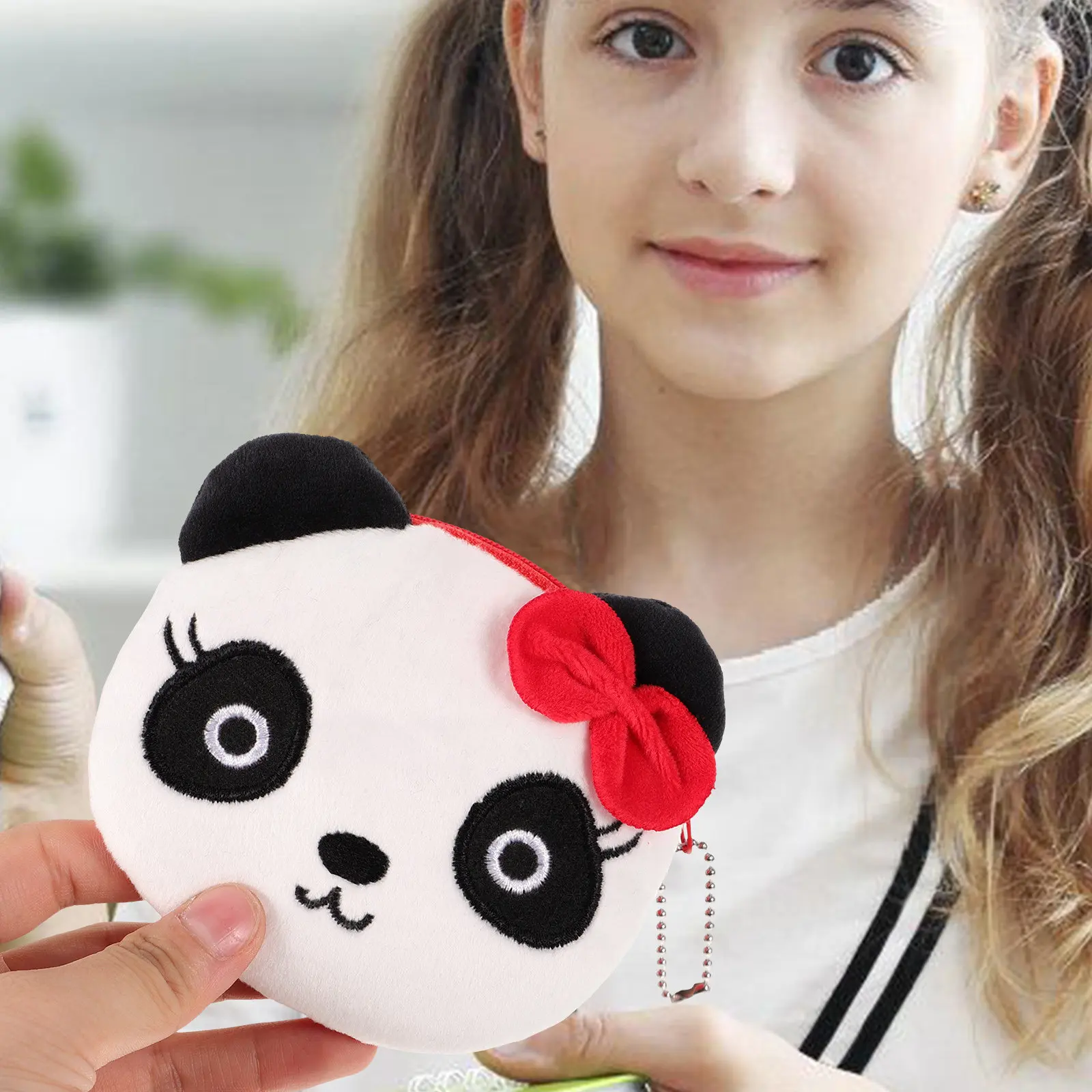 

2Pcs Adorable Cartoon Panda Coin Purse for Kids Soft Cloth Zipper Wallet Teaching Money Management Small Women Clutch