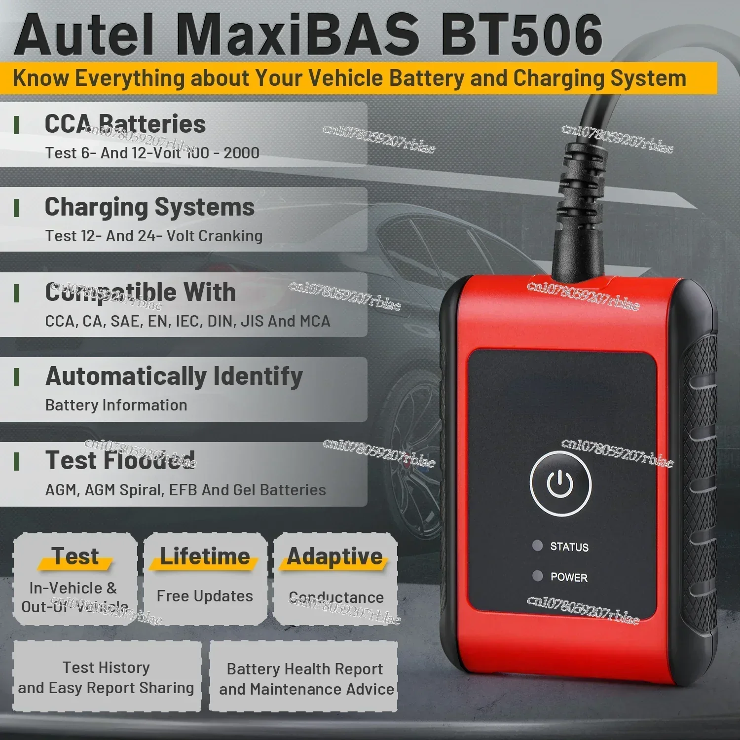 Autel MaxiBAS BT506 Auto Battery and Electrical System Analysis Tool Test Cranking/Charging Systems Test 6-12 Volts 100-2000 CCA