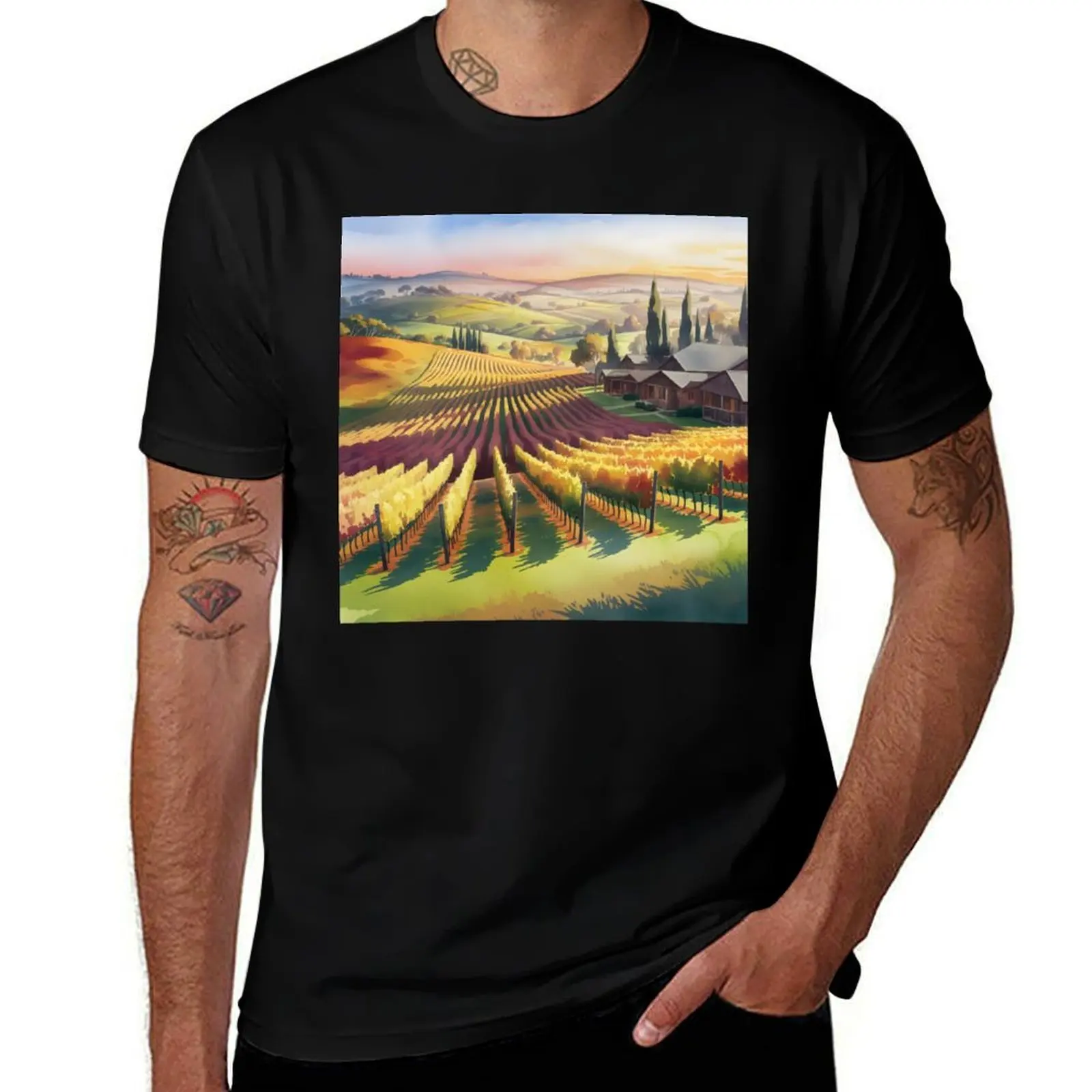 

Barossa Valley: Autumn Vines in Late Afternoon Glow T-Shirt boys whites vintage anime shirt summer 2025 shirts graphic tee men