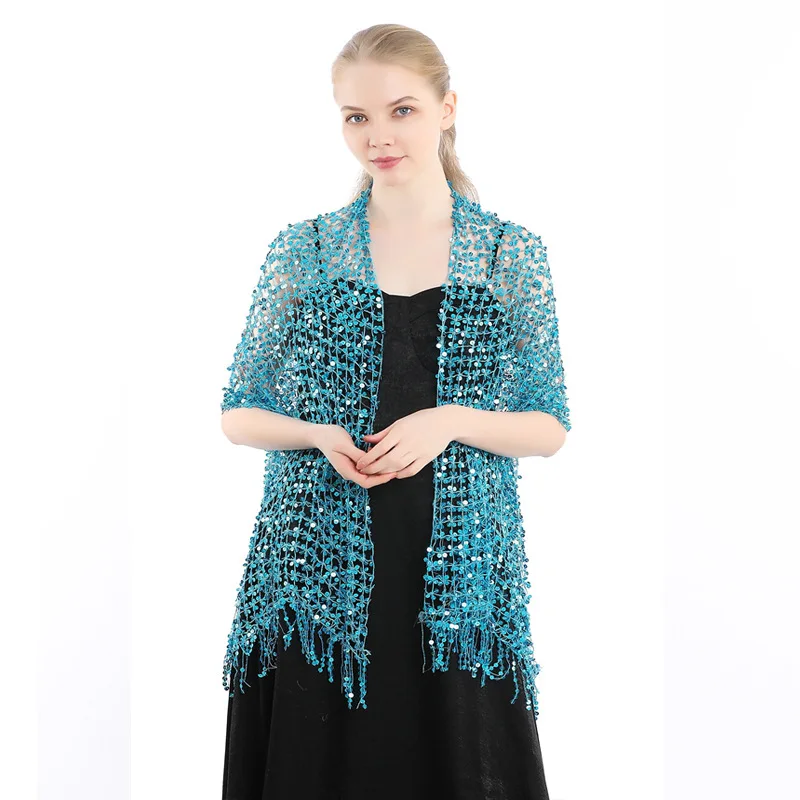 Glitter Sequins Bridal Cover Up Wedding Cape Bride Shawl Women Evening Dresses Shawl Banquet Party Capes Wraps Shiny Scarf