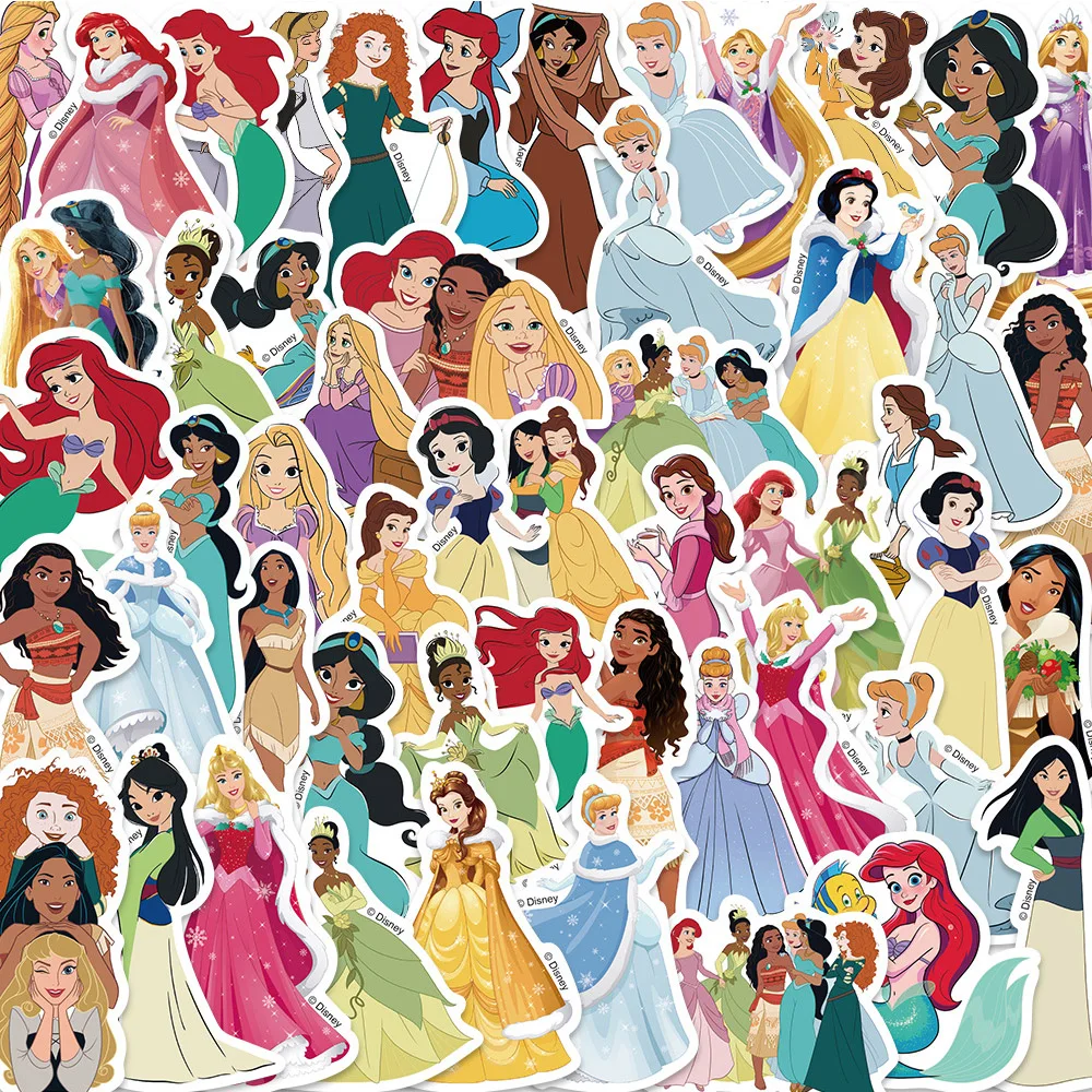 10/30/50PCS Disney Princess Stickers Snow White Cute Cartoon Decals DIY Skateboard Scrapbook Laptop Phone Guitar Car Sticker Toy