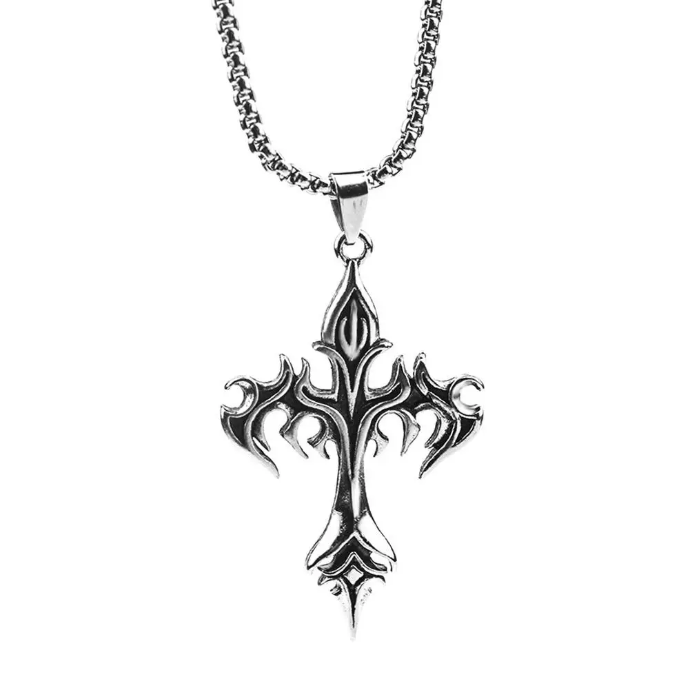 Collier pendentif croix Hip Hop, Design Unique, colliers gothiques en acier, bijoux à la mode, cadeau pour femmes et hommes