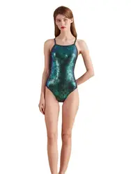 DROZENO Women's competitive swimsuit hot gold sexy One Piece Swimwear Silky Shiny Bathing Suits High Elasticity Bodysuit glossy