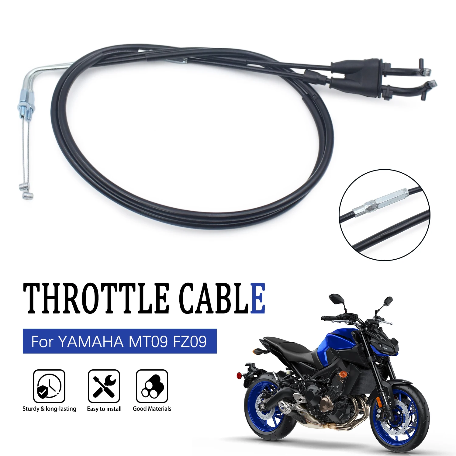 For Yamaha MT09 FZ09 FZ-09 MT-09 2014 2015 2016 2017 2018 2019 2020 Accelerator Control Wire Motorcycle Throttle Cable Set