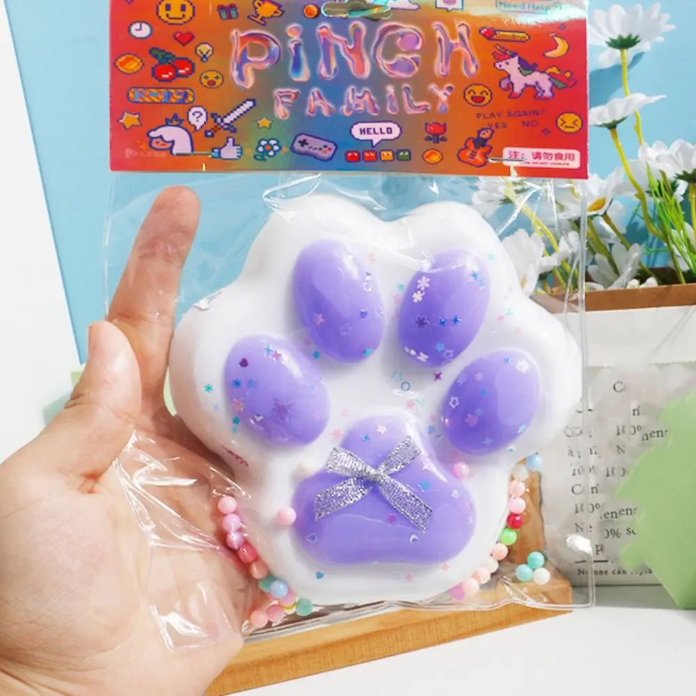 Super Large Cat Paw Squeeze Toy Cute Soft Silicone Cartoon Fidget Toy Handmade Colorful Cat Paw Pinch Toy for Children