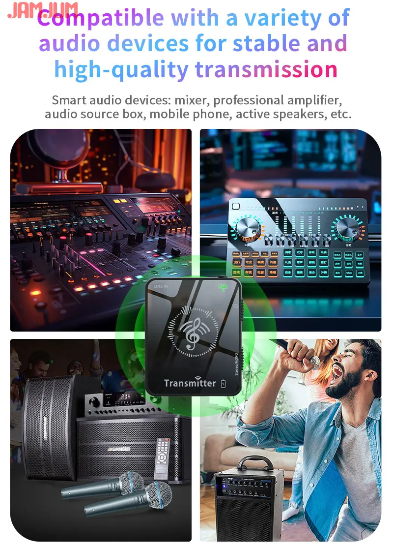 Jamjum Wireless In-ear Monitor System 2.4g Rechargeable Set_voghion.com