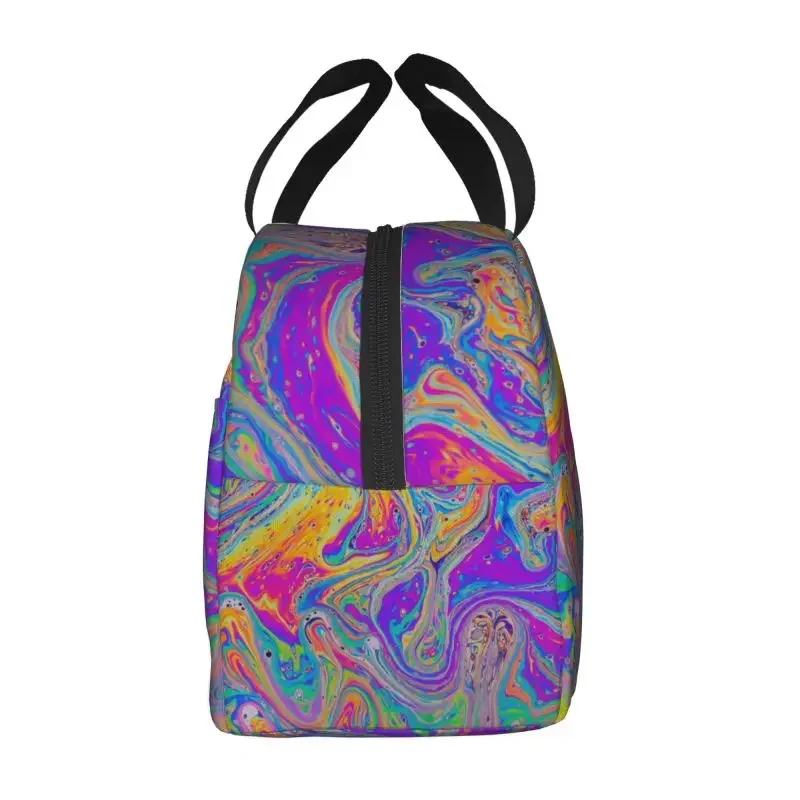 Psychedelic Abstract Art Insulated Lunch Bag for Women Resuable Fluid Soap Bubble Cooler Thermal Lunch Tote Office Picnic Travel