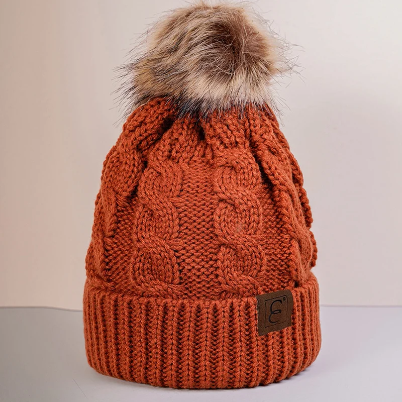 New autumn and winter woolen knitted hat, warm hat, children\'s anti cold and velvet hat, woolen ball hat