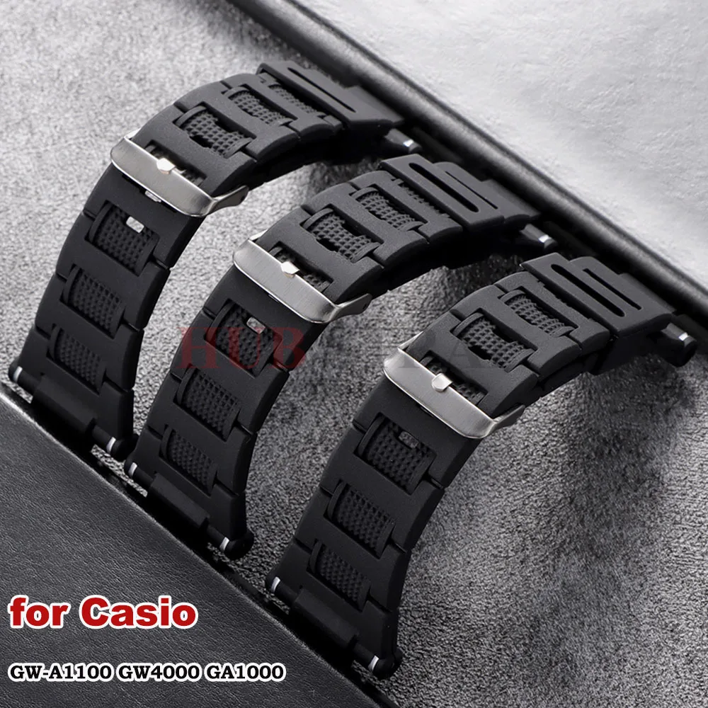 Silikonarmband für Casio GW-A1100 GW4000 GA1000 Tauchsport Harz 15 mm Armband Wasserdichter Gürtel für Männer Frauen Uhrenzubehör