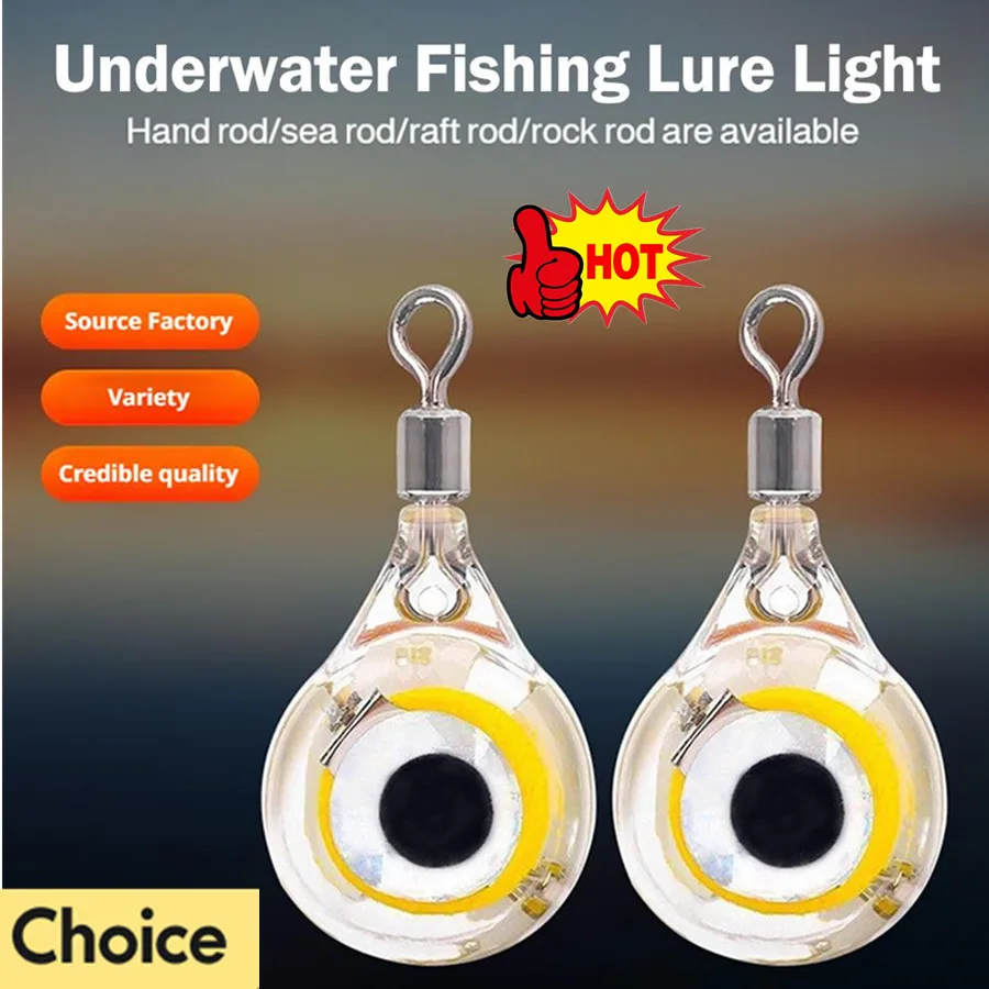 

New Mini Fishing Lure Light LED Deep Drop Underwater Eye Shape Fishing Squid Fishing Bait Luminous Lure for Attracting Fish